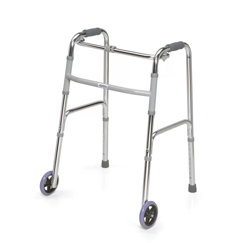 Andador plegable de aluminio con ruedas de 5"